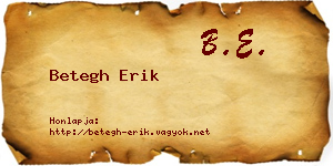 Betegh Erik névjegykártya